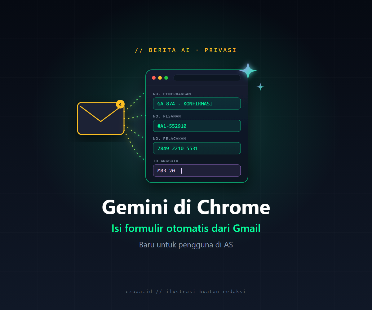 Gemini di Chrome Kini Isi Formulir Otomatis dari Gmail, tetapi fitur ini baru tersedia untuk pengguna di AS.